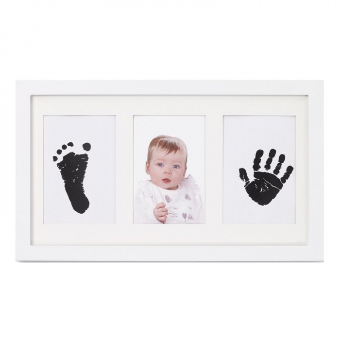 Kit rama foto tripla, Jane, Cu cerneala pentru manuta si piciorus, Non-toxic, White [5]