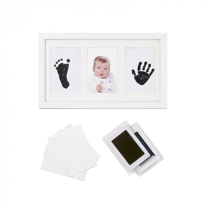 Kit rama foto tripla, Jane, Cu cerneala pentru manuta si piciorus, Non-toxic, White [2]