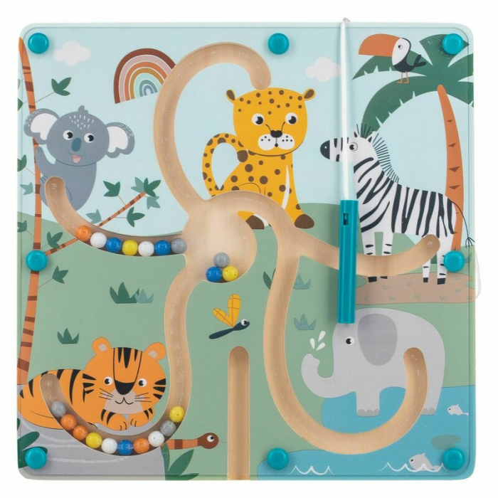 Labirint magnetic, Free2Play, Cu bile, Din lemn, Dezvolta abilitatile motorii, Stimuleaza concentrarea si rabdarea, 22,5x22x5 cm, 36 luni+, Multicolor [2]