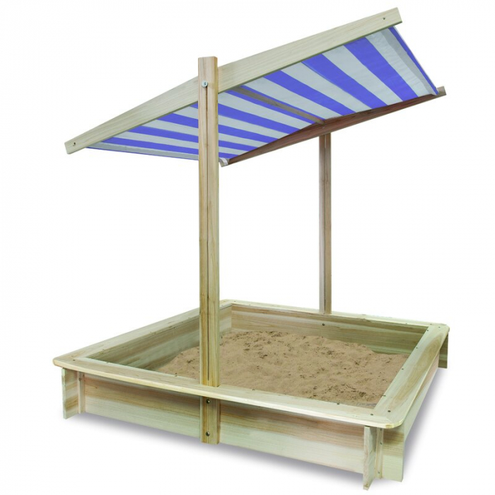 Lada de nisip cu acoperis, Free2Play, Cu coborare completa a acoperisului, 120 X 120 X 120 cm, Natural [3]