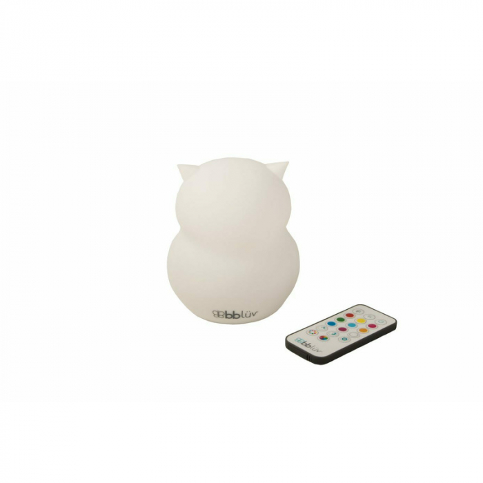 Lampa de veghe Bufnita, Hibu, Functionare pana la 10 ore, Cu telecomanda si cablu USB, Cu 9 culori diferite activate prin control Touch, Bbluv, White [4]