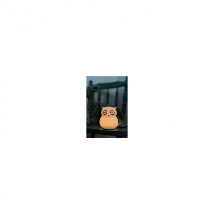 Lampa de veghe Bufnita, Hibu, Functionare pana la 10 ore, Cu telecomanda si cablu USB, Cu 9 culori diferite activate prin control Touch, Bbluv, White [19]
