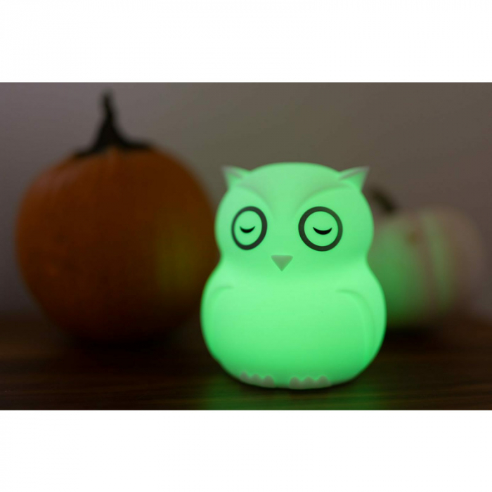 Lampa de veghe Bufnita, Hibu, Functionare pana la 10 ore, Cu telecomanda si cablu USB, Cu 9 culori diferite activate prin control Touch, Bbluv, White [15]