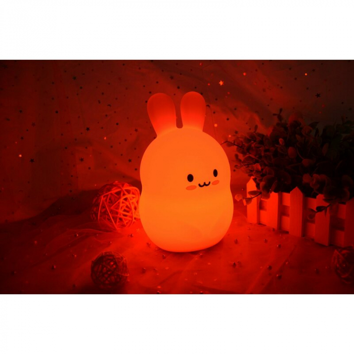 Lampa de veghe, FreeON, Silicon moale, Cu telecomanda si cablu USB, Cu 9 culori diferite si cronometru, Rabbit [14]