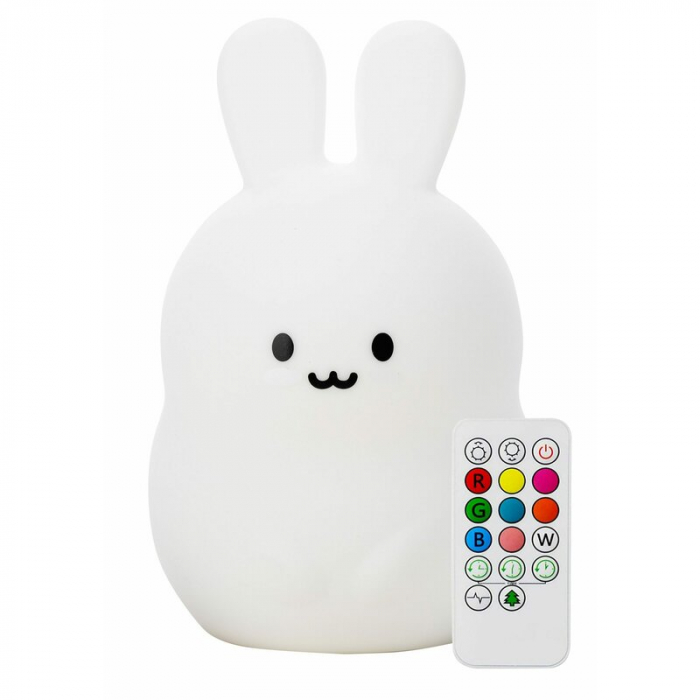 Lampa de veghe, FreeON, Silicon moale, Cu telecomanda si cablu USB, Cu 9 culori diferite si cronometru, Rabbit [1]