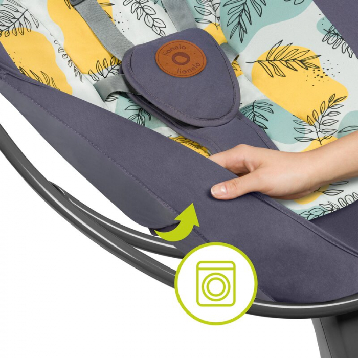 Lionelo - Balansoar si sezlong copii, Ralf, 2 in 1, Electric, Cu telecomanda si cablu USB, Cu miscare laterala de balansare si 5 niveluri diferite de viteza, Cu 12 melodii, Gri [36]