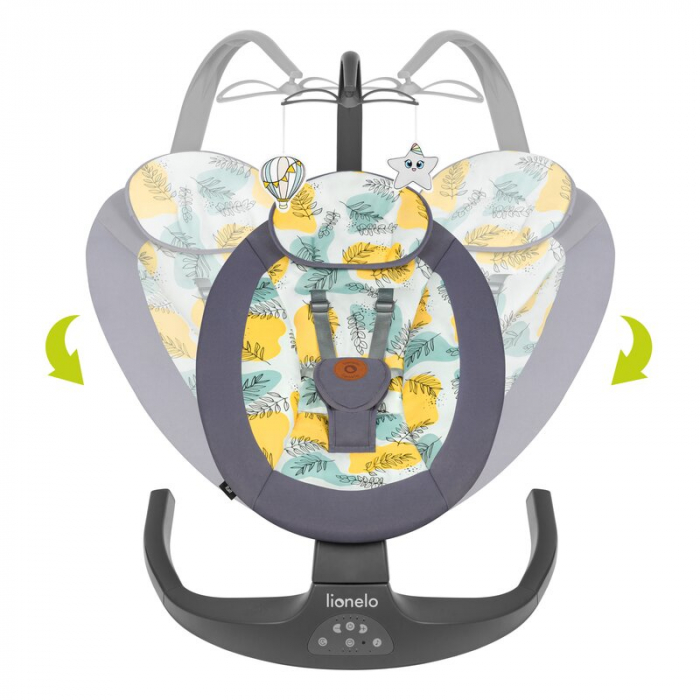 Lionelo - Balansoar si sezlong copii, Ralf, 2 in 1, Electric, Cu telecomanda si cablu USB, Cu miscare laterala de balansare si 5 niveluri diferite de viteza, Cu 12 melodii, Gri [35]