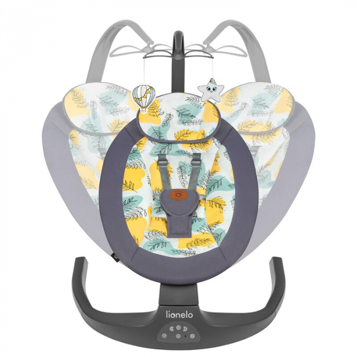 Lionelo - Balansoar si sezlong copii, Ralf, 2 in 1, Electric, Cu telecomanda si cablu USB, Cu miscare laterala de balansare si 5 niveluri diferite de viteza, Cu 12 melodii, Gri [5]