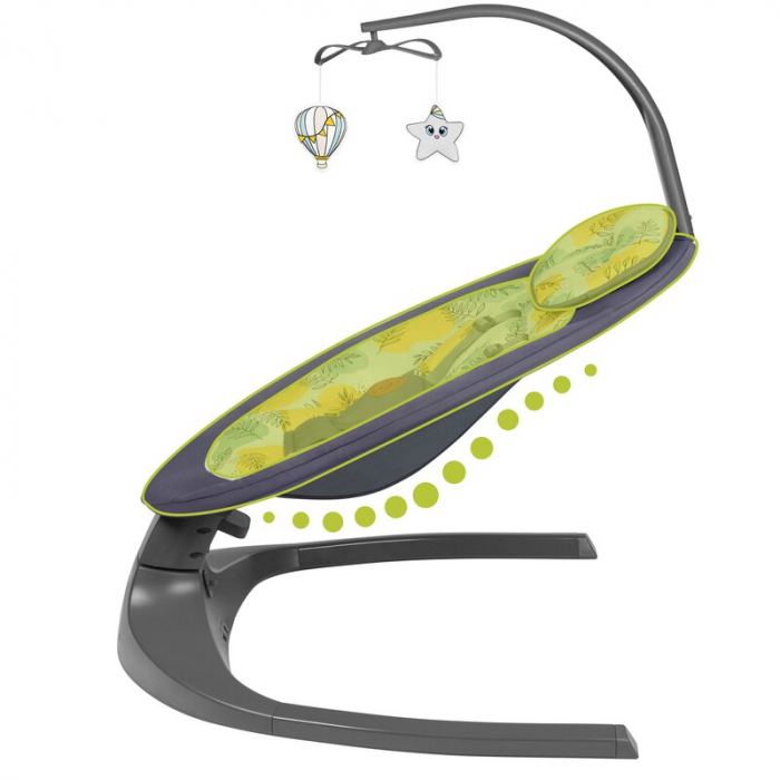 Lionelo - Balansoar si sezlong copii, Ralf, 2 in 1, Electric, Cu telecomanda si cablu USB, Cu miscare laterala de balansare si 5 niveluri diferite de viteza, Cu 12 melodii, Gri [34]