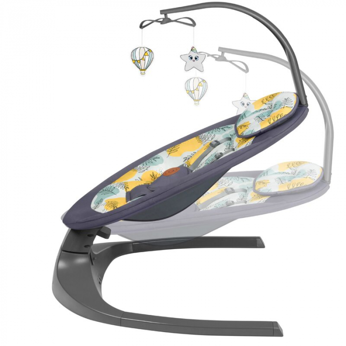 Lionelo - Balansoar si sezlong copii, Ralf, 2 in 1, Electric, Cu telecomanda si cablu USB, Cu miscare laterala de balansare si 5 niveluri diferite de viteza, Cu 12 melodii, Gri [14]