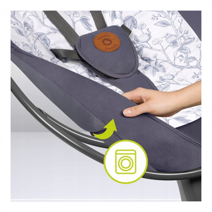 Lionelo - Balansoar si sezlong copii, Ralf, 2 in 1, Electric, Cu telecomanda si cablu USB, Cu miscare laterala de balansare si 5 niveluri diferite de viteza, Cu 12 melodii, Gri Grafit [12]