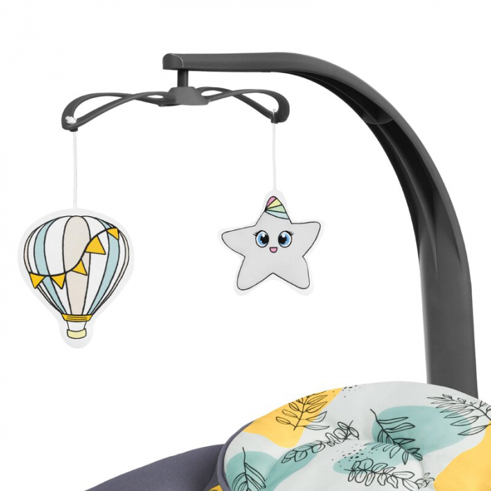Lionelo - Balansoar si sezlong copii, Ralf, 2 in 1, Electric, Cu telecomanda si cablu USB, Cu miscare laterala de balansare si 5 niveluri diferite de viteza, Cu 12 melodii, Gri [20]
