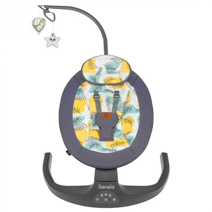 Lionelo - Balansoar si sezlong copii, Ralf, 2 in 1, Electric, Cu telecomanda si cablu USB, Cu miscare laterala de balansare si 5 niveluri diferite de viteza, Cu 12 melodii, Gri [6]