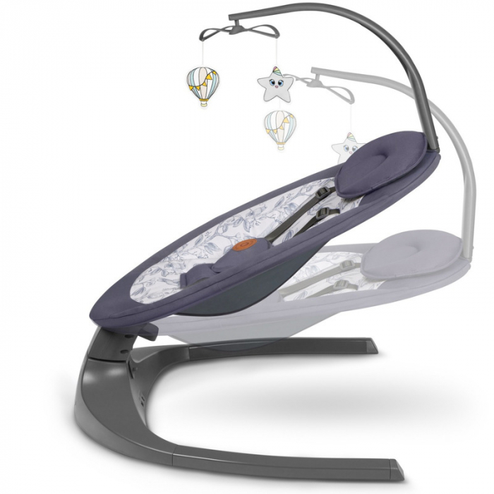 Lionelo - Balansoar si sezlong copii, Ralf, 2 in 1, Electric, Cu telecomanda si cablu USB, Cu miscare laterala de balansare si 5 niveluri diferite de viteza, Cu 12 melodii, Gri Grafit [5]