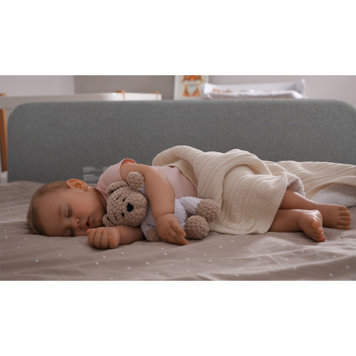 Lionelo - Bariera de protectie pentru pat Lora, Pliabila, Sistem de blocare StandSafe, Geanta de transport inclusa, 105 x 45 cm, Gri [17]