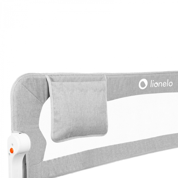 Lionelo - Bariera protectie pat Eva , Cu buzunar accesorii, 150x35 cm, Conform cu standardul european de securitate BS7072, Gri [7]