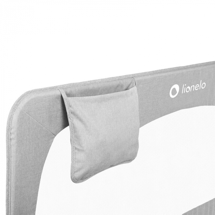 Lionelo - Bariera protectie pat Hanna , Cu buzunar accesorii, 150x66 cm, Conform cu standardul european de securitate BS7072, Gri [10]