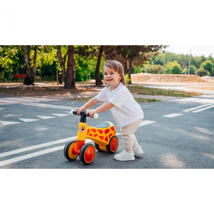 Lionelo - Bicicleta fara pedale, Sammy, Cu 4 roti, Din spuma EVA, Stabila, Manere moi, antiderapante, 12- 36 luni, Greutate maxima suportata 25 kg, Certificata EN 71-1:2014, EN 71-2:2011, EN 71-3:2019 [29]