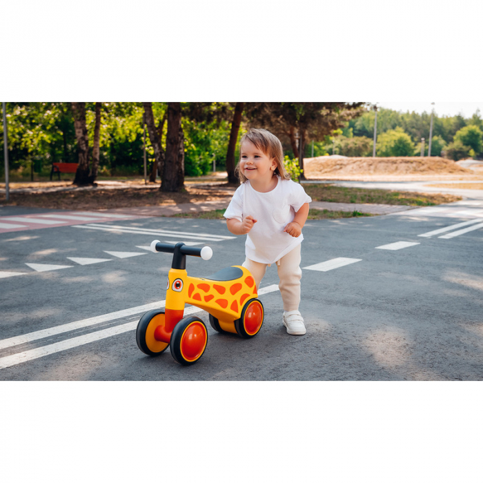 Lionelo - Bicicleta fara pedale, Sammy, Cu 4 roti, Din spuma EVA, Stabila, Manere moi, antiderapante, 12- 36 luni, Greutate maxima suportata 25 kg, Certificata EN 71-1:2014, EN 71-2:2011, EN 71-3:2019 [30]
