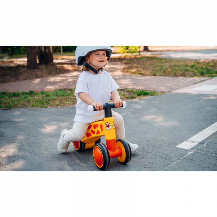 Lionelo - Bicicleta fara pedale, Sammy, Cu 4 roti, Din spuma EVA, Stabila, Manere moi, antiderapante, 12- 36 luni, Greutate maxima suportata 25 kg, Certificata EN 71-1:2014, EN 71-2:2011, EN 71-3:2019 [14]