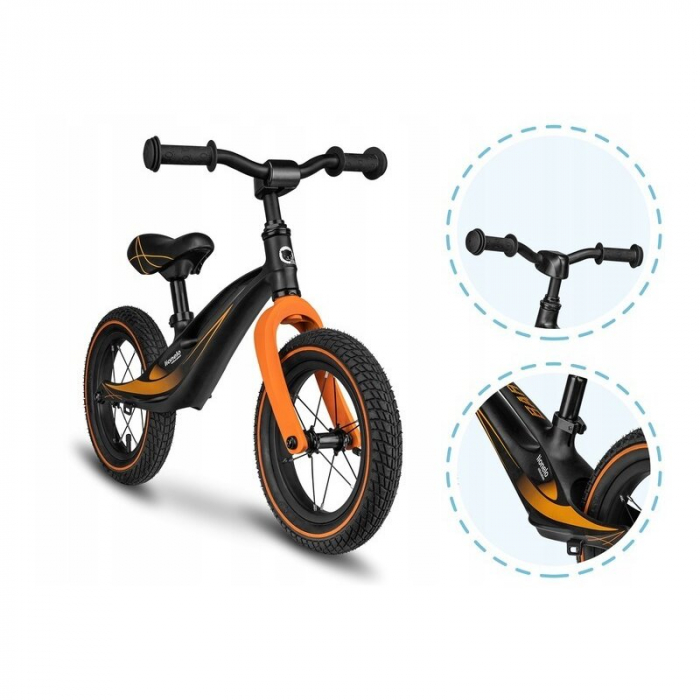 Lionelo - Bicicleta usoara Bart Air, Fara pedale, Cu roti gonflabile, Cu cadru din magneziu, Cu ghidon si sa reglabile, Greutate 3.8 Kg, 12 inch, Conform cu standardul european de securitate EN71, Neg [8]