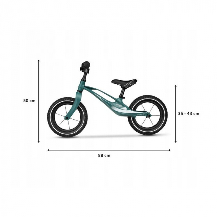 Lionelo - Bicicleta usoara Bart Air, Fara pedale, Cu roti gonflabile, Cu cadru din magneziu, Cu ghidon si sa reglabile, Greutate 3.8 Kg, 12 inch, Conform cu standardul european de securitate EN71, Gre [11]