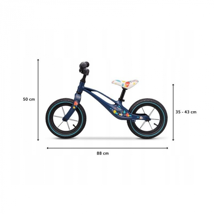 Lionelo - Bicicleta usoara Bart Air, Fara pedale, Cu roti gonflabile, Cu cadru din magneziu, Cu ghidon si sa reglabile, Greutate 3.8 Kg, 12 inch, Conform cu standardul european de securitate EN71, Alb [18]