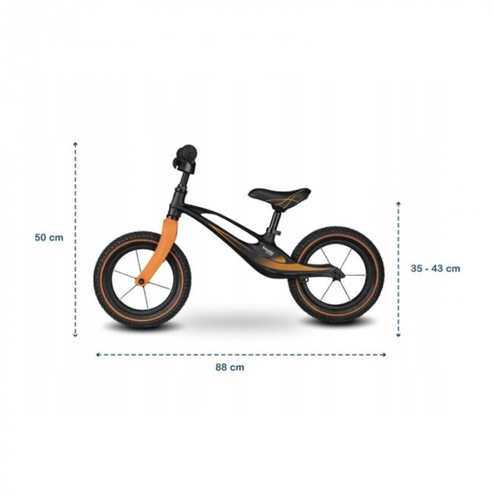 Lionelo - Bicicleta usoara Bart Air, Fara pedale, Cu roti gonflabile, Cu cadru din magneziu, Cu ghidon si sa reglabile, Greutate 3.8 Kg, 12 inch, Conform cu standardul european de securitate EN71, Neg [11]