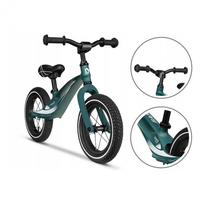 Lionelo - Bicicleta usoara Bart Air, Fara pedale, Cu roti gonflabile, Cu cadru din magneziu, Cu ghidon si sa reglabile, Greutate 3.8 Kg, 12 inch, Conform cu standardul european de securitate EN71, Gre [5]
