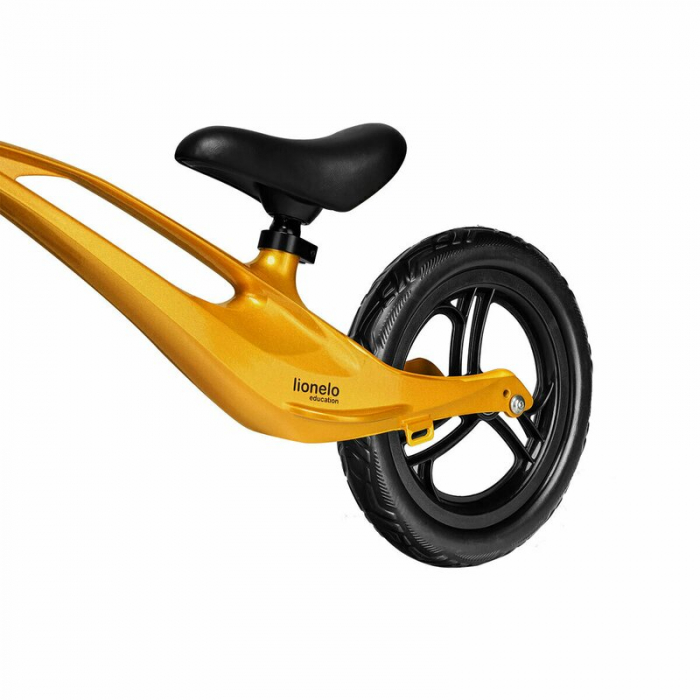 Lionelo - Bicicleta usoara Bart, Fara pedale, Cu cadru din magneziu, Cu ghidon si sa reglabile, Greutate 3 Kg, 12 inch, Conform cu standardul european de securitate EN71, Auriu [5]