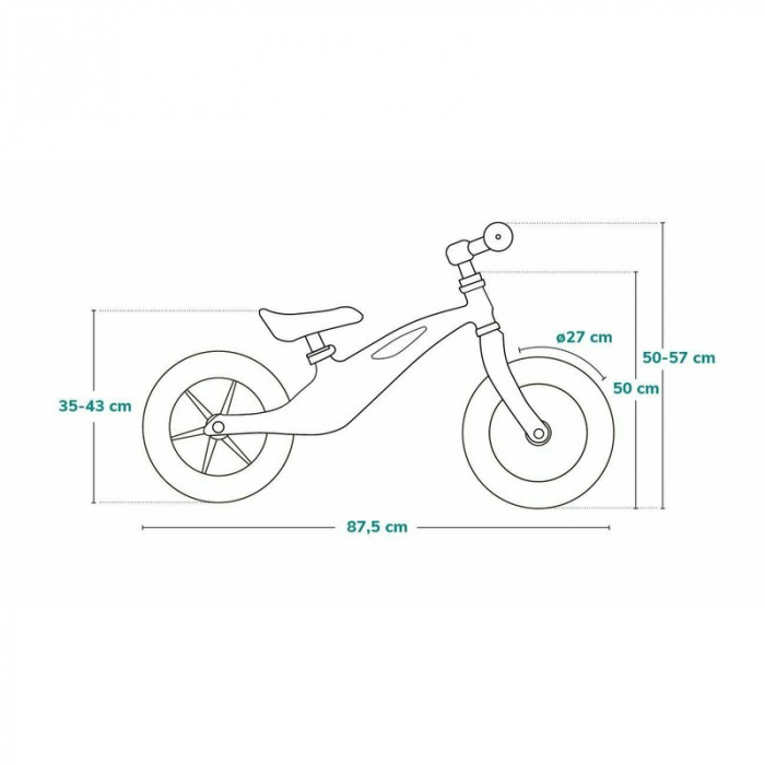 Lionelo - Bicicleta usoara Bart, Fara pedale, Cu cadru din magneziu, Cu ghidon si sa reglabile, Greutate 3 Kg, 12 inch, Conform cu standardul european de securitate EN71, Sky Blue [10]