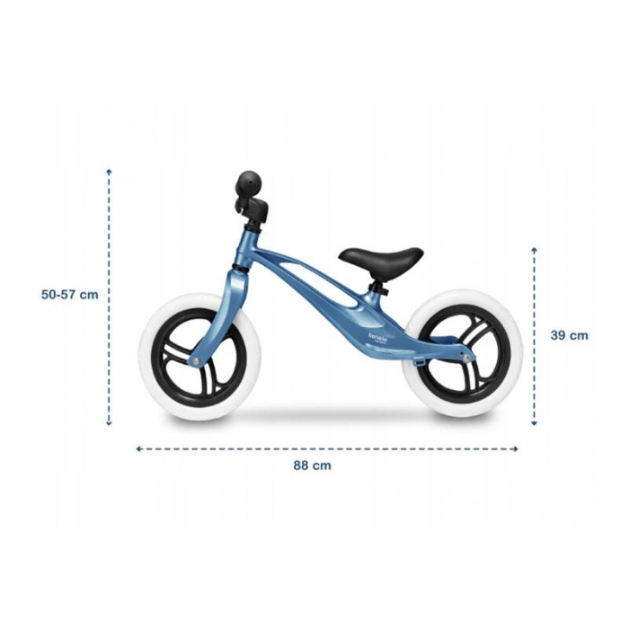 Lionelo - Bicicleta usoara Bart, Fara pedale, Cu cadru din magneziu, Cu ghidon si sa reglabile, Greutate 3 Kg, 12 inch, Conform cu standardul european de securitate EN71, Sky Blue [9]