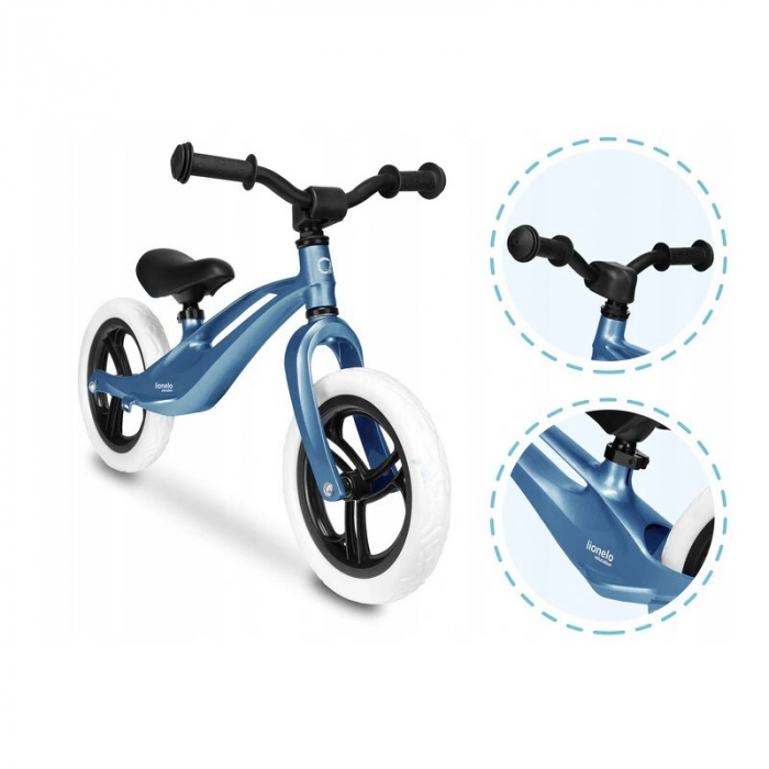 Lionelo - Bicicleta usoara Bart, Fara pedale, Cu cadru din magneziu, Cu ghidon si sa reglabile, Greutate 3 Kg, 12 inch, Conform cu standardul european de securitate EN71, Sky Blue [4]