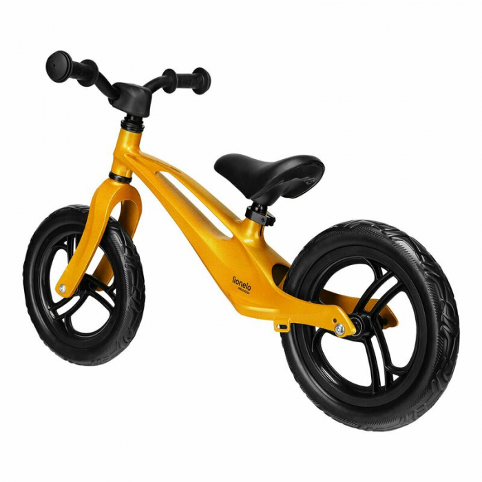 Lionelo - Bicicleta usoara Bart, Fara pedale, Cu cadru din magneziu, Cu ghidon si sa reglabile, Greutate 3 Kg, 12 inch, Conform cu standardul european de securitate EN71, Auriu [4]