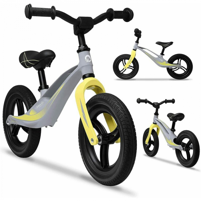 Lionelo - Bicicleta usoara Bart Tour, Fara pedale, Cu cadru din magneziu, Cu ghidon si sa reglabile, Greutate 3.8 Kg, 12 inch, Conform cu standardul european de securitate EN71, Grey Stone [2]