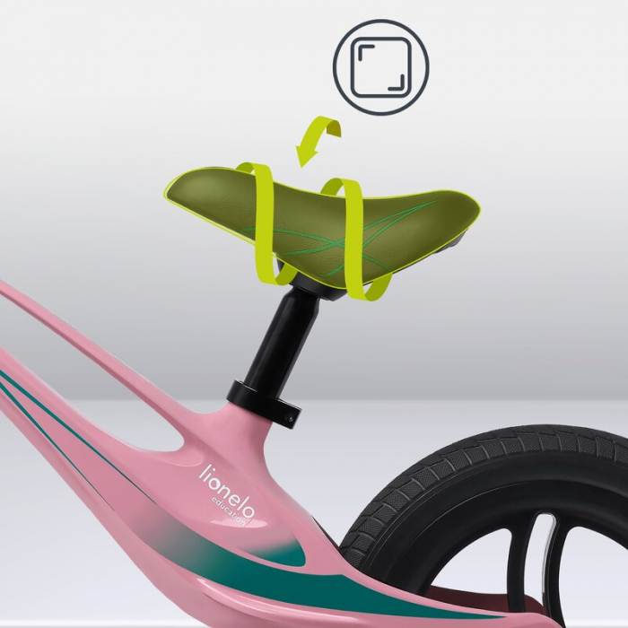 Lionelo - Bicicleta usoara Bart Tour, Fara pedale, Cu cadru din magneziu, Cu ghidon si sa reglabile, Greutate 3.8 Kg, 12 inch, Conform cu standardul european de securitate EN71, Pink Bubblegum [15]