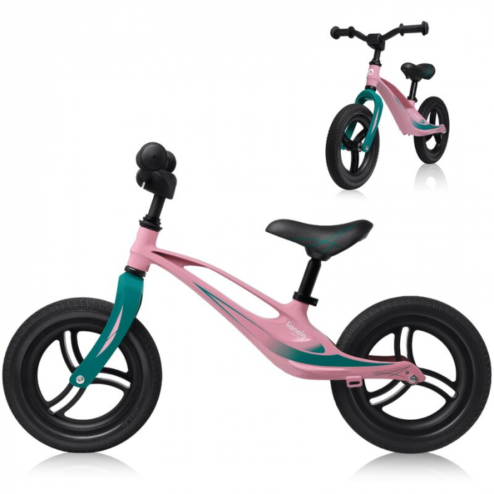 Lionelo - Bicicleta usoara Bart Tour, Fara pedale, Cu cadru din magneziu, Cu ghidon si sa reglabile, Greutate 3.8 Kg, 12 inch, Conform cu standardul european de securitate EN71, Pink Bubblegum [3]