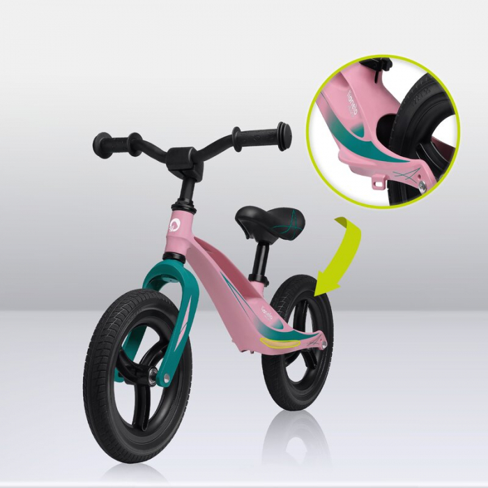 Lionelo - Bicicleta usoara Bart Tour, Fara pedale, Cu cadru din magneziu, Cu ghidon si sa reglabile, Greutate 3.8 Kg, 12 inch, Conform cu standardul european de securitate EN71, Pink Bubblegum [13]