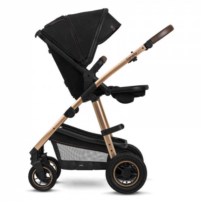 Lionelo - Carucior Amber, 2 in 1, Cadru aluminiu, Cu landou intarit si salteluta moale, Reversibil, Maner ajustabil, Huse pentru picioare, ploaie, Plasa de tantari, Geanta parinti, Pana la 22 kg, EN18 [10]