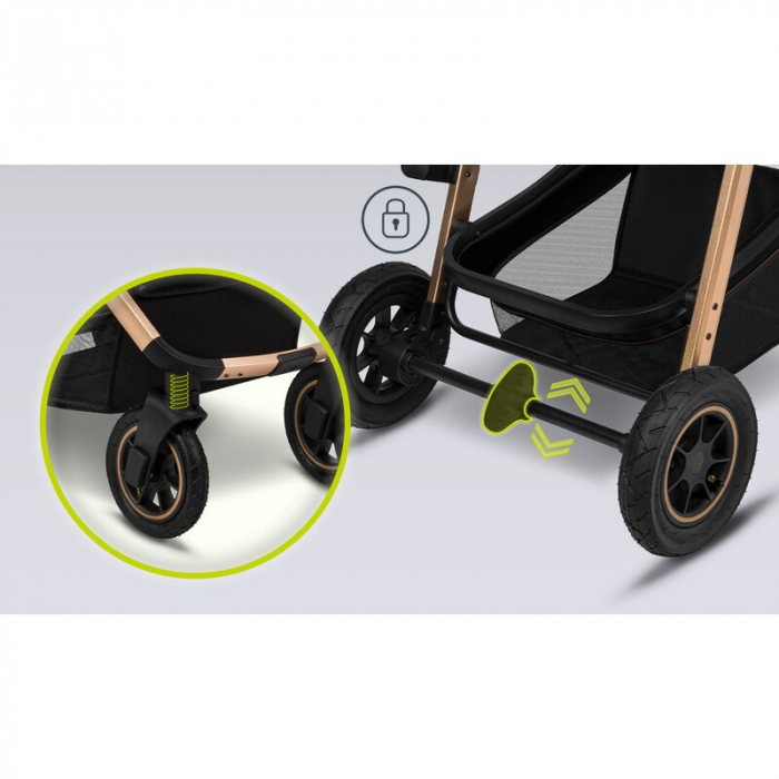 Lionelo - Carucior Amber, 2 in 1, Cadru aluminiu, Cu landou intarit si salteluta moale, Reversibil, Maner ajustabil, Huse pentru picioare, ploaie, Plasa de tantari, Geanta parinti, Pana la 22 kg, EN18 [35]