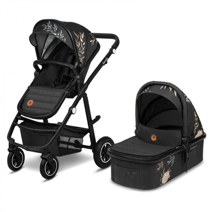 Lionelo - Carucior Amber, 2 in 1, Editie Lovin\', Cadru aluminiu, Cu landou intarit si salteluta moale, Reversibil, Maner ajustabil, Huse pentru picioare, ploaie, Plasa de tantari, Geanta parinti, Pan [1]