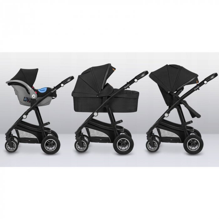 Lionelo - Carucior Bianka, 3 in 1, Cadru aluminiu, Cu landou intarit si salteluta moale, Maner ajustabil, Include saculet de picioare, Husa de ploaie si tantari, Geanta pentru parinti, Sustine 22 kg, [33]