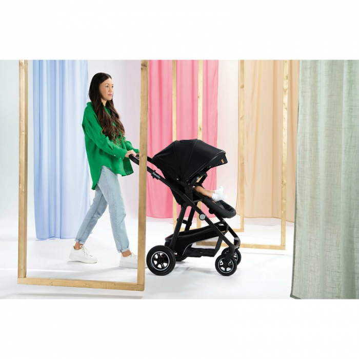 Lionelo - Carucior Bianka, 3 in 1, Cadru aluminiu, Cu landou intarit si salteluta moale, Maner ajustabil, Include saculet de picioare, Husa de ploaie si tantari, Geanta pentru parinti, Sustine 22 kg, [40]