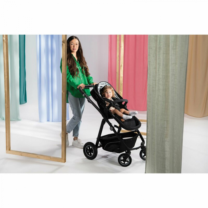Lionelo - Carucior Bianka, 3 in 1, Cadru aluminiu, Cu landou intarit si salteluta moale, Maner ajustabil, Include saculet de picioare, Husa de ploaie si tantari, Geanta pentru parinti, Sustine 22 kg, [42]