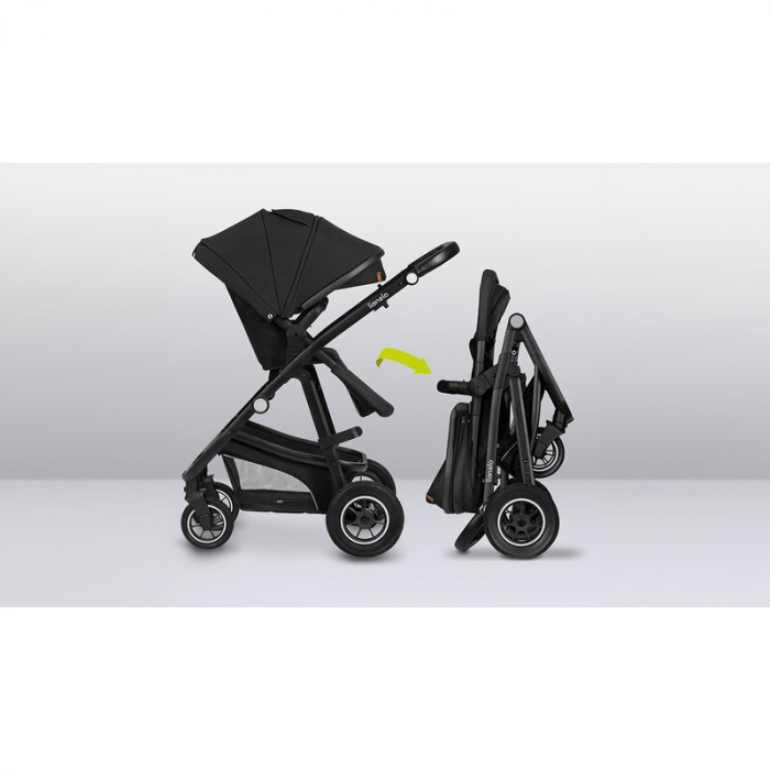 Lionelo - Carucior Bianka, 3 in 1, Cadru aluminiu, Cu landou intarit si salteluta moale, Maner ajustabil, Include saculet de picioare, Husa de ploaie si tantari, Geanta pentru parinti, Sustine 22 kg, [38]