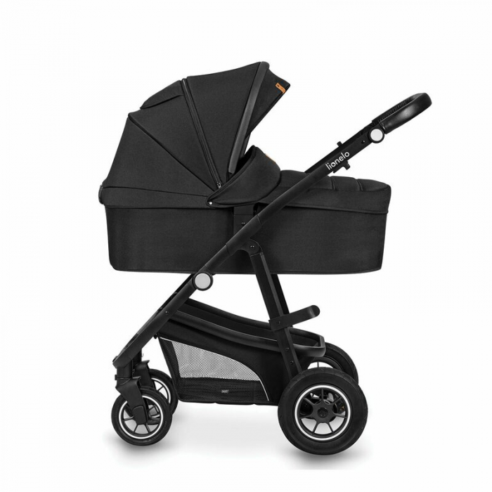 Lionelo - Carucior Bianka, 3 in 1, Cadru aluminiu, Cu landou intarit si salteluta moale, Maner ajustabil, Include saculet de picioare, Husa de ploaie si tantari, Geanta pentru parinti, Sustine 22 kg, [15]