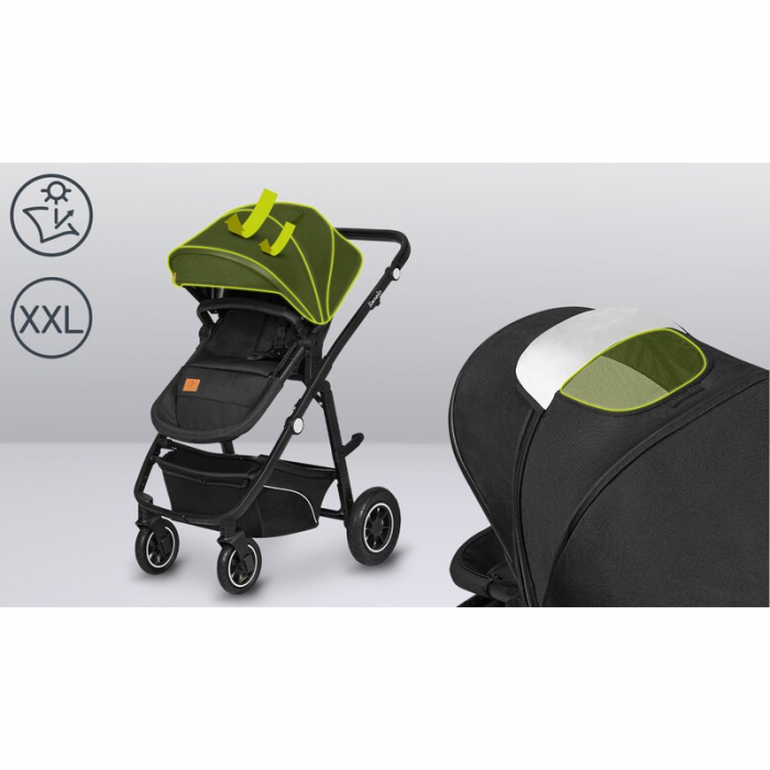 Lionelo - Carucior Bianka, 3 in 1, Cadru aluminiu, Cu landou intarit si salteluta moale, Maner ajustabil, Include saculet de picioare, Husa de ploaie si tantari, Geanta pentru parinti, Sustine 22 kg, [37]