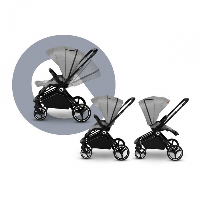 Lionelo - Carucior Mika, 3 in 1, Cadru din aluminiu, Cu landou intarit si salteluta moale, Scoica auto, Reversibil, Maner ajustabil, Plasa de tantari, Husa de ploaie, de picioare, Pana la 22 kg, EN188 [24]