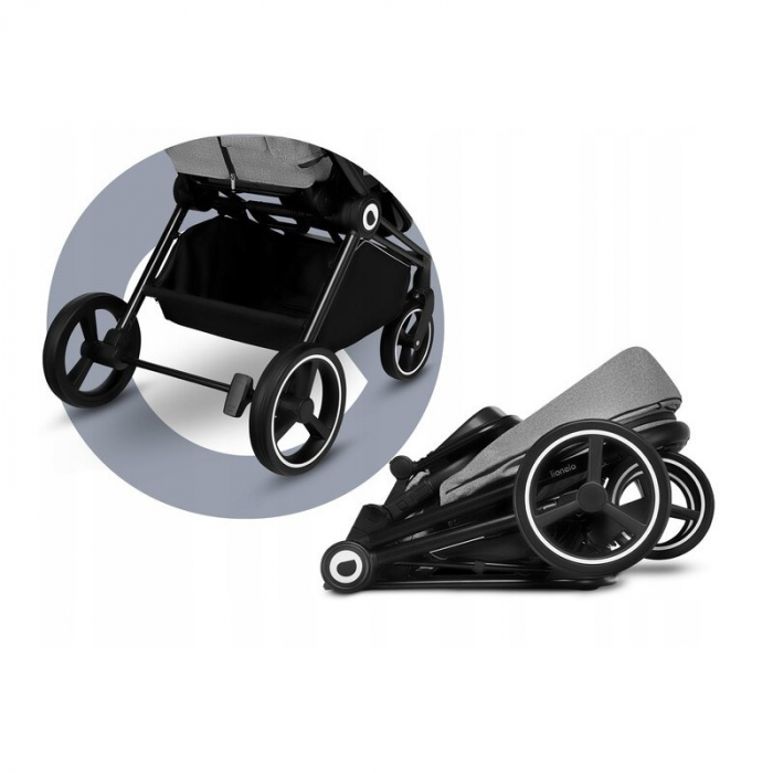 Lionelo - Carucior Mika, 3 in 1, Cadru din aluminiu, Cu landou intarit si salteluta moale, Scoica auto, Reversibil, Maner ajustabil, Plasa de tantari, Husa de ploaie, de picioare, Pana la 22 kg, EN188 [23]