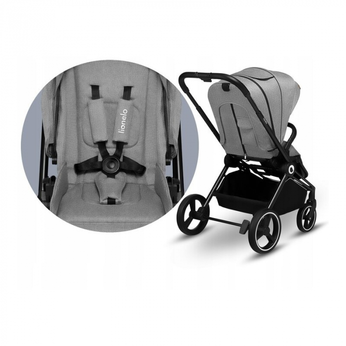 Lionelo - Carucior Mika, 3 in 1, Cadru din aluminiu, Cu landou intarit si salteluta moale, Scoica auto, Reversibil, Maner ajustabil, Plasa de tantari, Husa de ploaie, de picioare, Pana la 22 kg, EN188 [33]